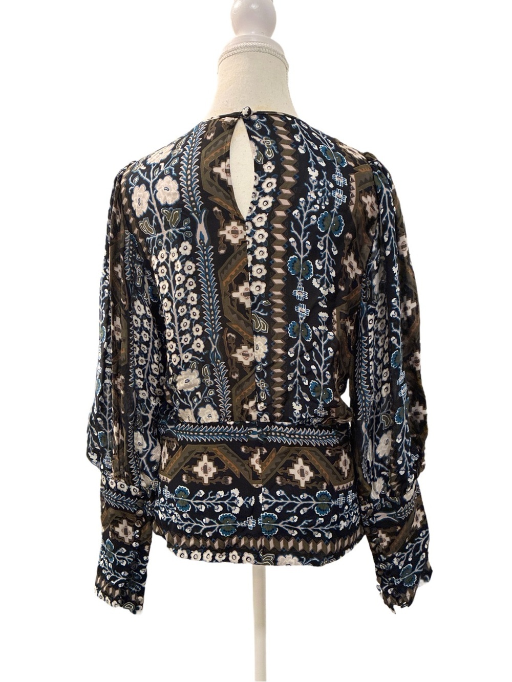 Veronica Beard NWOT Anouk Paisley Silk Blouse with Mutton Sleeves Size 6 - Picture 4 of 7